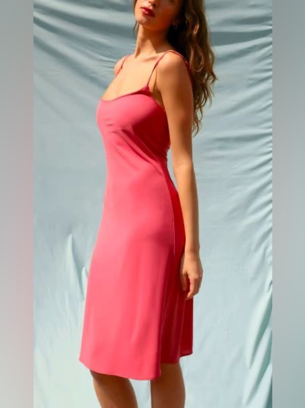 Rouje Bertille Pink Slip Mesh Midi Dress